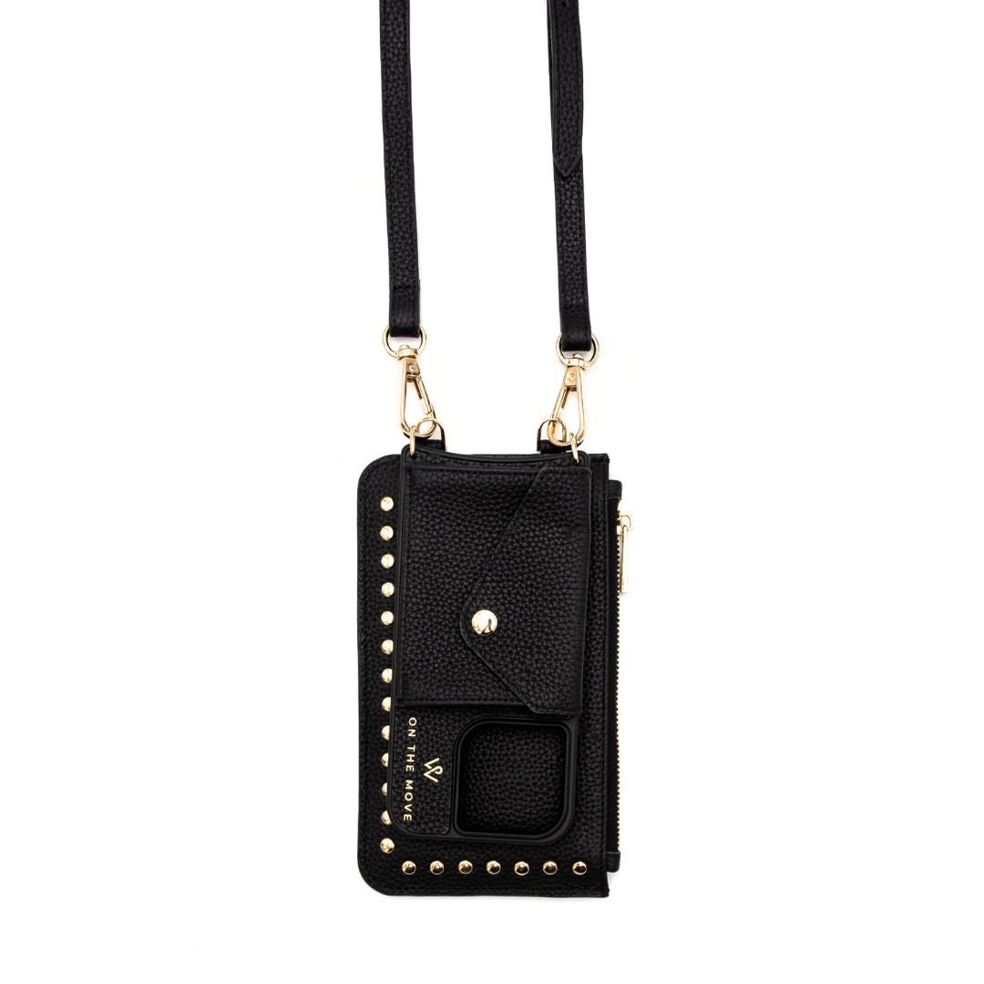 iPhone Black Premium Leather cover, Strap Purse – Woman On The Move