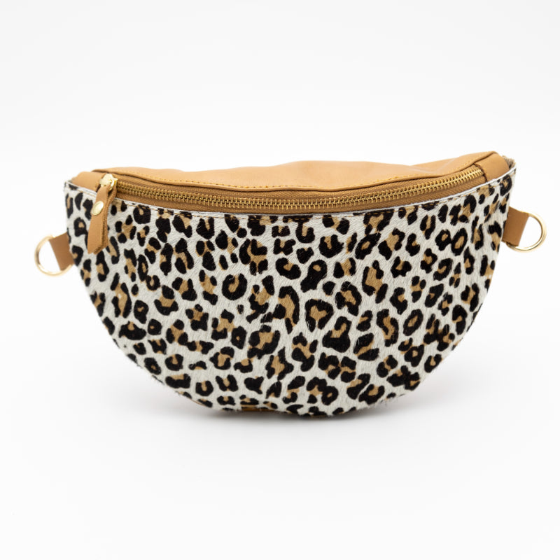 Woman On The Move Leopard Leather Bum Bag (w Gold Fittings)