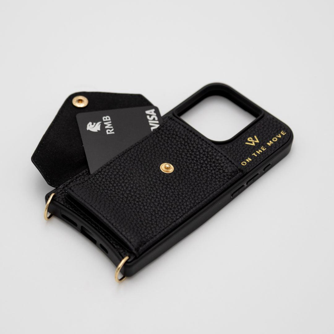 Iphone Black Premium Leather cover, Strap & Purse