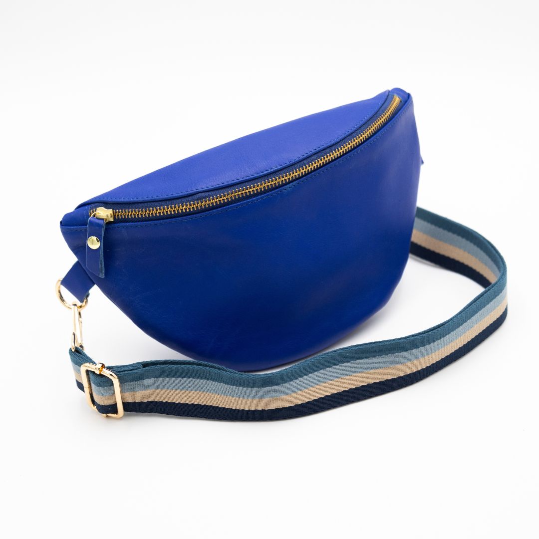 Cobalt Leather Bum Bag (w Gold Fittings)