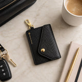 Premium Magnetic Black Leather Card Holder