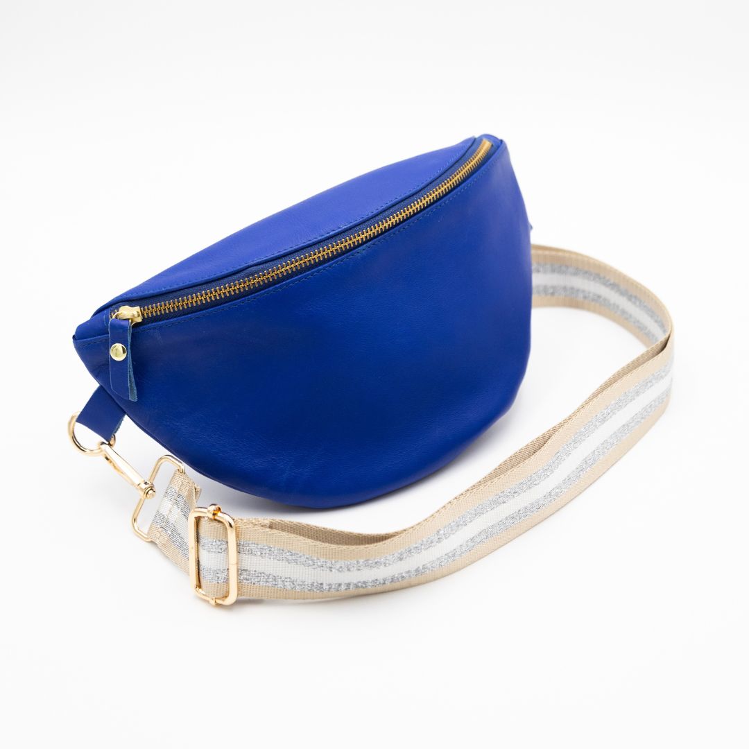 Cobalt Leather Bum Bag (w Gold Fittings)