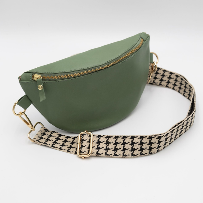 Sage Leather Bum Bag (w Gold Fittings)