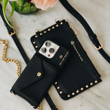 iPhone Black Premium Leather cover, Strap & Purse