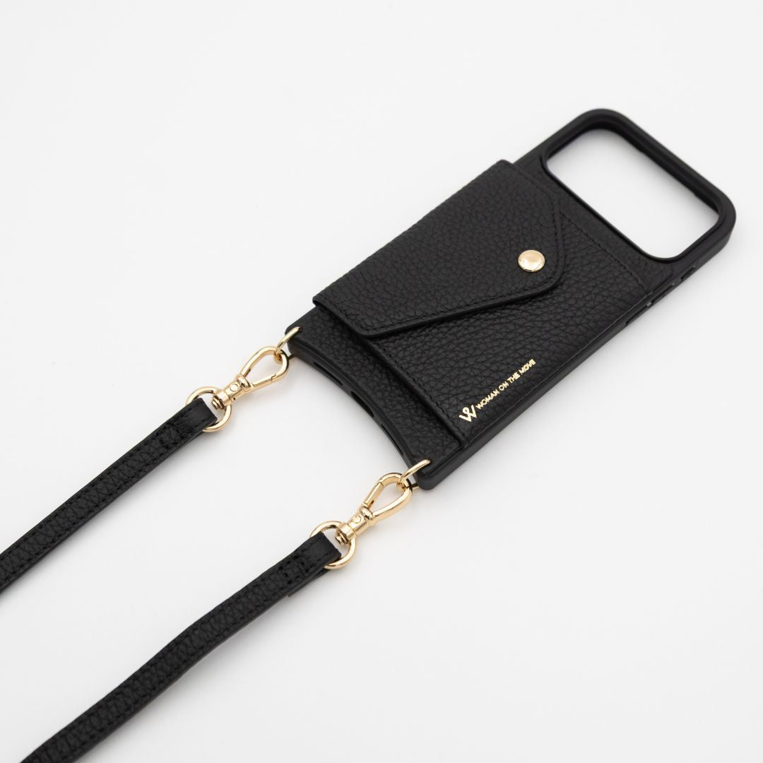 iPhone Black Premium Leather Cover & Strap