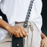 Phone Leather Link strap - Black w Gold Fittings