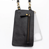Black Leather Purse & Strap (w Gold Fittings)