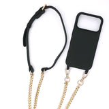 Premium Black Leather Chain Strap