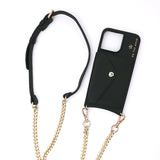 Premium Black Leather Chain Strap