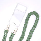 Phone Leather Link strap - Sage w Gold Fittings