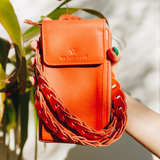 Deep Sea Coral Leather Phone Purse Bag