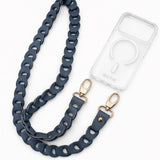 Phone Leather Link strap - Ice Blue w Gold Fittings