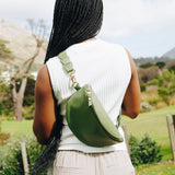 Leather Link Strap - Sage w Gold Fittings