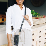 Phone Leather Link strap - Black w Gold Fittings