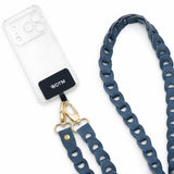 Phone Leather Link strap - Ice Blue w Gold Fittings