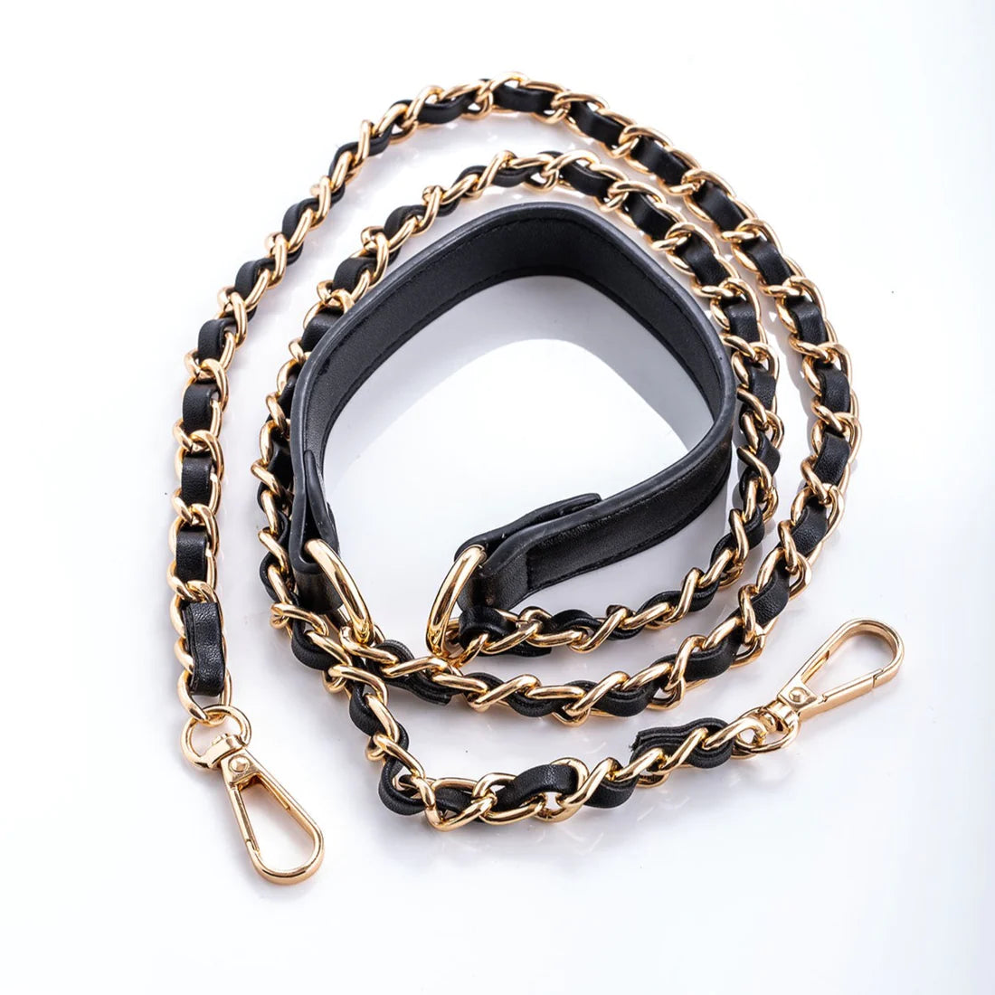 Iconic Black Vegan Leather Chain Strap