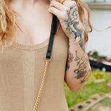 Premium Black Leather Chain Strap