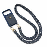 Phone Leather Link strap - Ice Blue w Gold Fittings