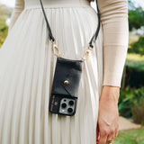 iPhone Black Premium Leather cover, Strap & Purse