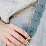Leather Link strap - Ice Blue w Gold Fittings