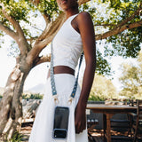 Phone Leather Link strap - Ice Blue w Gold Fittings
