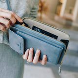 Ice Blue Leather Phone Purse Bag (w Gold Fittings)