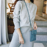 Ice Blue Leather Phone Purse Bag (w Gold Fittings)