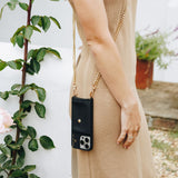 Premium Black Leather Chain Strap