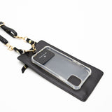 Black Leather Purse & Strap (w Gold Fittings)