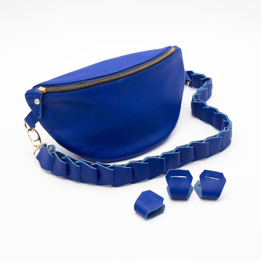 Cobalt Leather Bum Bag (w Gold Fittings)