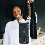 Leather Link strap - Black w Gold Fittings