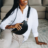 Leather Link strap - Black w Gold Fittings