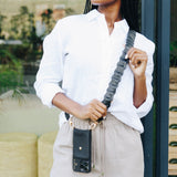 Leather Link strap - Black w Gold Fittings