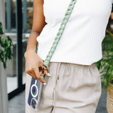 Phone Leather Link strap - Sage w Gold Fittings