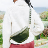 Leather Link strap - Texas Olive w Gold Fittings