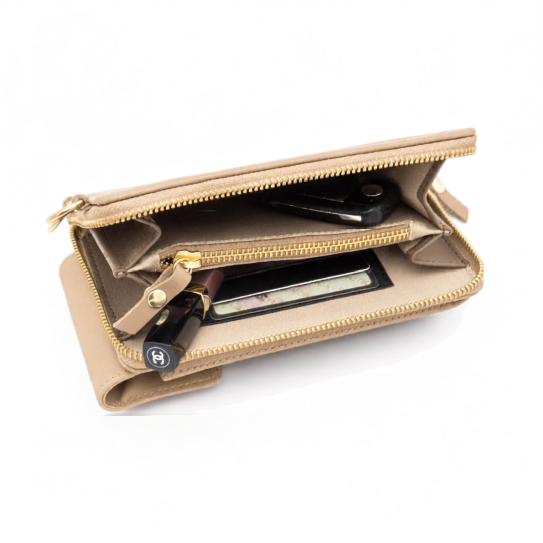 Latte Leather Phone Purse Bag