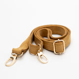 Leather bum bag strap - Fudge with gold fittings