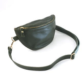 Leather bum bag strap - Texas Olive with gold fittings