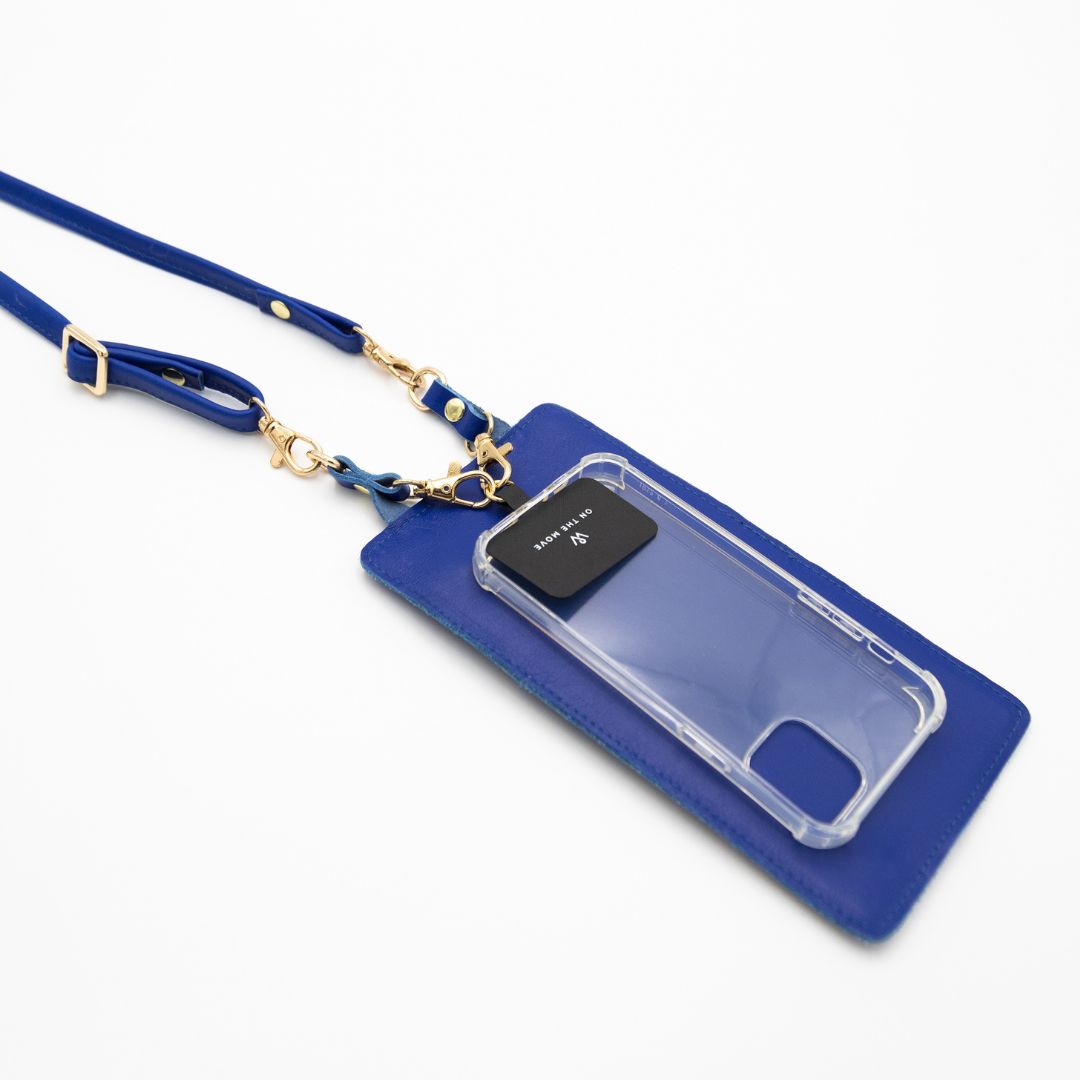 Cobalt Blue Leather Purse & Strap (w Gold Fittings)