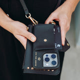 iPhone Black Premium Leather cover, Strap & Purse