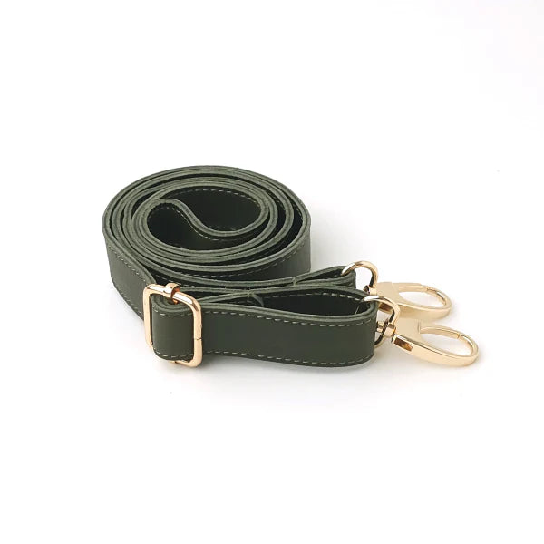 Leather bum bag strap - Texas Olive with gold fittings