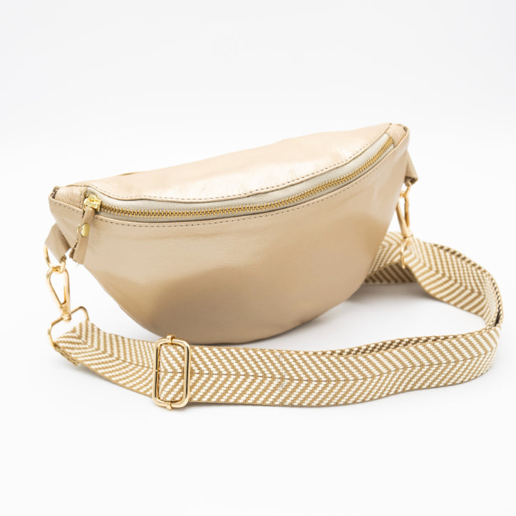 Metallic Gold Leather Bum Bag (w Gold Fittings)