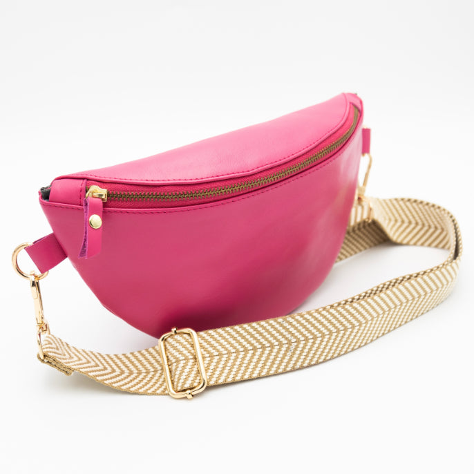 Hot Pink Leather Bum Bag