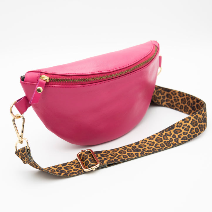 Hot Pink Leather Bum Bag