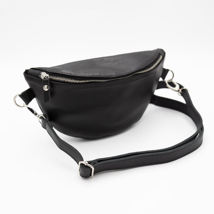 Black leather bum bag sale