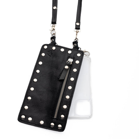 Black Leather Purse & Strap (w Silver Studs)